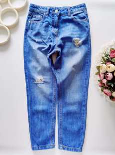 9 лет, рост 134 Голубые рваные джинсы