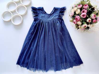 3,4 роки, зріст 104 Ошатне синє блискуче плаття