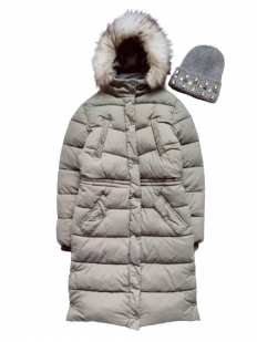 13 лет, рост 158 Зимняя куртка- пальто хаки