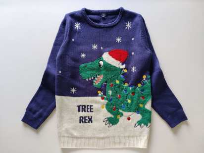 10,11 років, зріст 140,146 Новорічний светр із динозавром