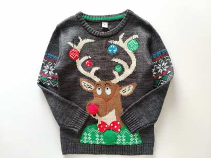 7 років, зріст 122 Красивий новорічний светр із оленем