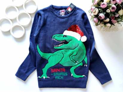 11,12 років, зріст 152 Новий новорічний светр із динозавром