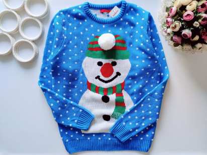 L Новый мужской новогодний свитер снеговик