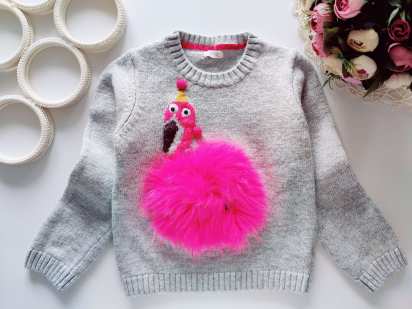 7 лет, рост 122 Красивый свитер с фламинго