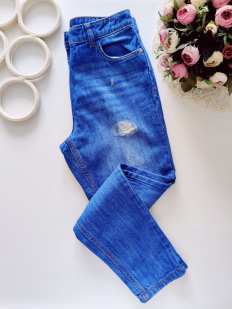 12 лет, рост 152 Свободные голубые джинсы