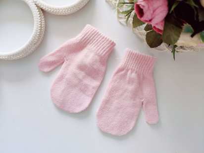 1-3 роки, Нові в'язані рожеві рукавиці