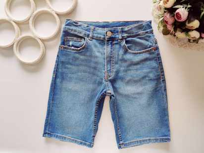 11,12 лет, рост 152 Стрейчевые джинсовые шорты