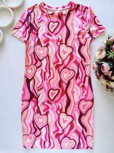 9 лет, рос 134 Летнее платье в сердечках