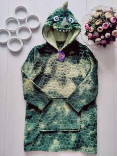 9-12 років, Новий дитячий махровий махровий домашній худі- плед у вигляді динозавра