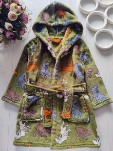 2,3 роки, зріст 92,98 Теплий махровий халат у динозаврах