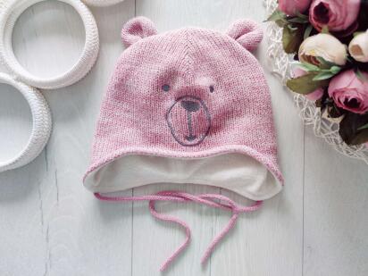 47 (9-12 міс) Тепла в'язана шапка на флісі