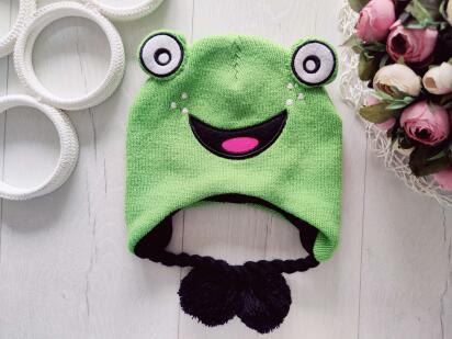 2-5 років, Тепла зимова шапка гна флісі жаба на зав'язках