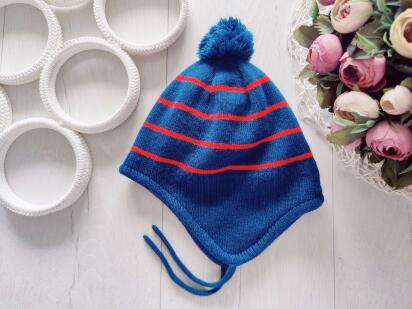 49-51 (18-24 міс) Тепла зимова шапка на флісі хлопчикові на зав'язках