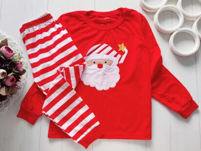 8 лет, Новогодняя трикотажная пижама с дед морозом