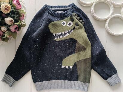 4,5 років, зріст 104,110 Светр із динозавром для хлопчика