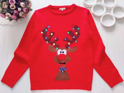 13,14 років, зріст 158,164 Червоний новорічний светр з оленем