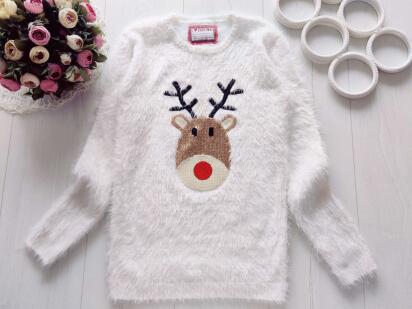 12,13 років, зріст 158 Новорічний светр з оленем для дівчинки