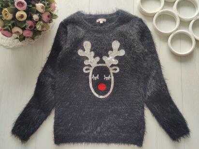 8,9 років, зріст 134 Новорічний светр з оленем для дівчинки