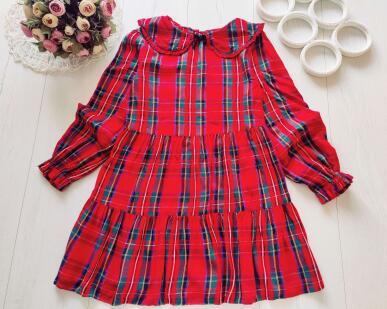 11,12 років, зріст 152 Червона сукня в клітинку з рукавами
