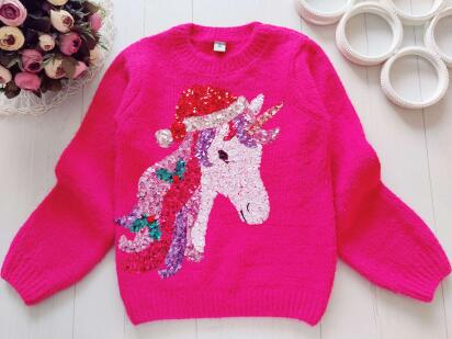 9 років, зріст 134 Новорічний светр з єдинорогом поні