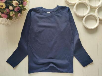 5,6 лет, рост 116 Трикотажный однотонный синий реглан детский