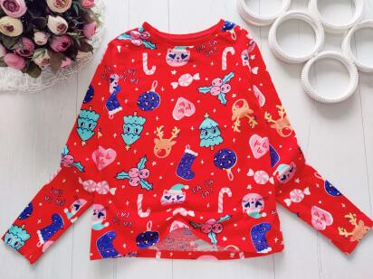 9,10 років, зріст 134,140 Червоний новорічний реглан з оленями