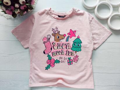 11,12 років, зріст 146,152 Футболка з оленем для дівчинки новорічна