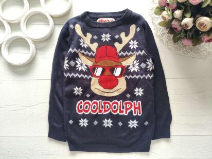 5,6 років, зріст 110,116 Новорічний светр з оленем тонкої в'язки