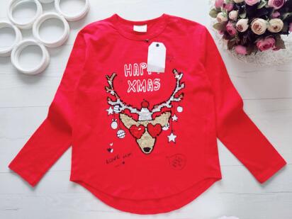 11,12 років, зріст 152 Новий новорічний реглан з оленем червоний