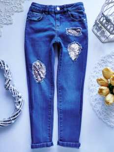 6,7 лет, рост 116,122 Стрейчевые джинсы с паетками