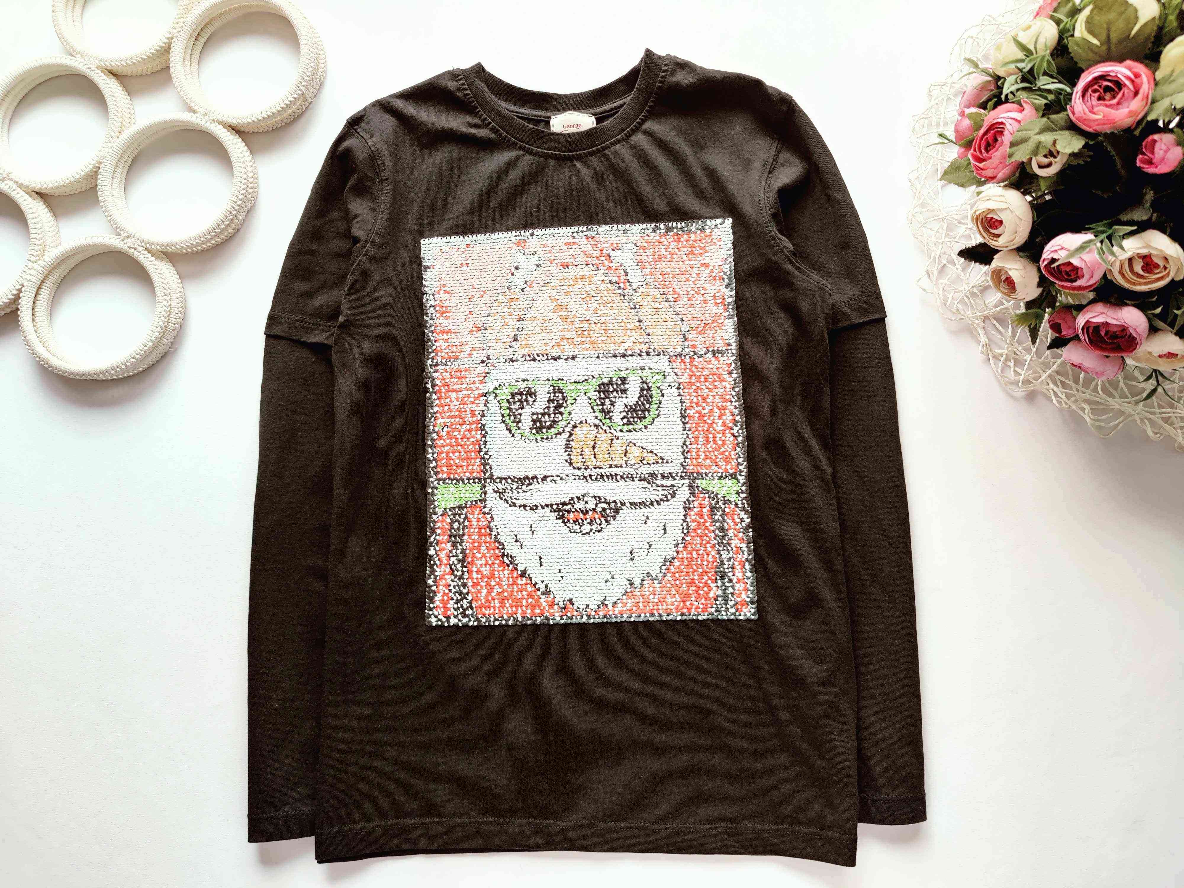 9,10 років, зріст 134,140 Новорічний лонгслів з паєтками