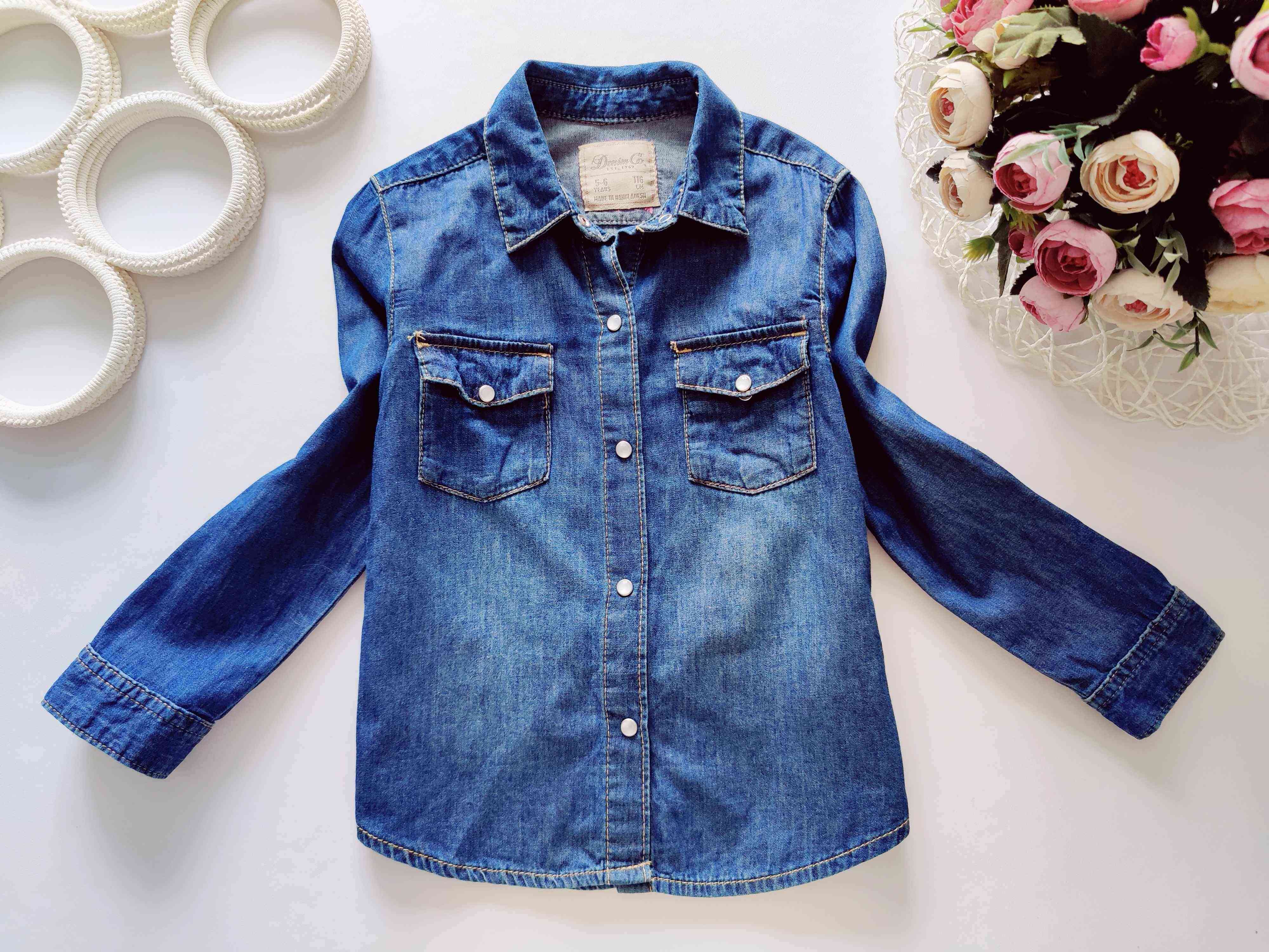 5,6 років, зріст 116 Джинсова дитяча сорочка