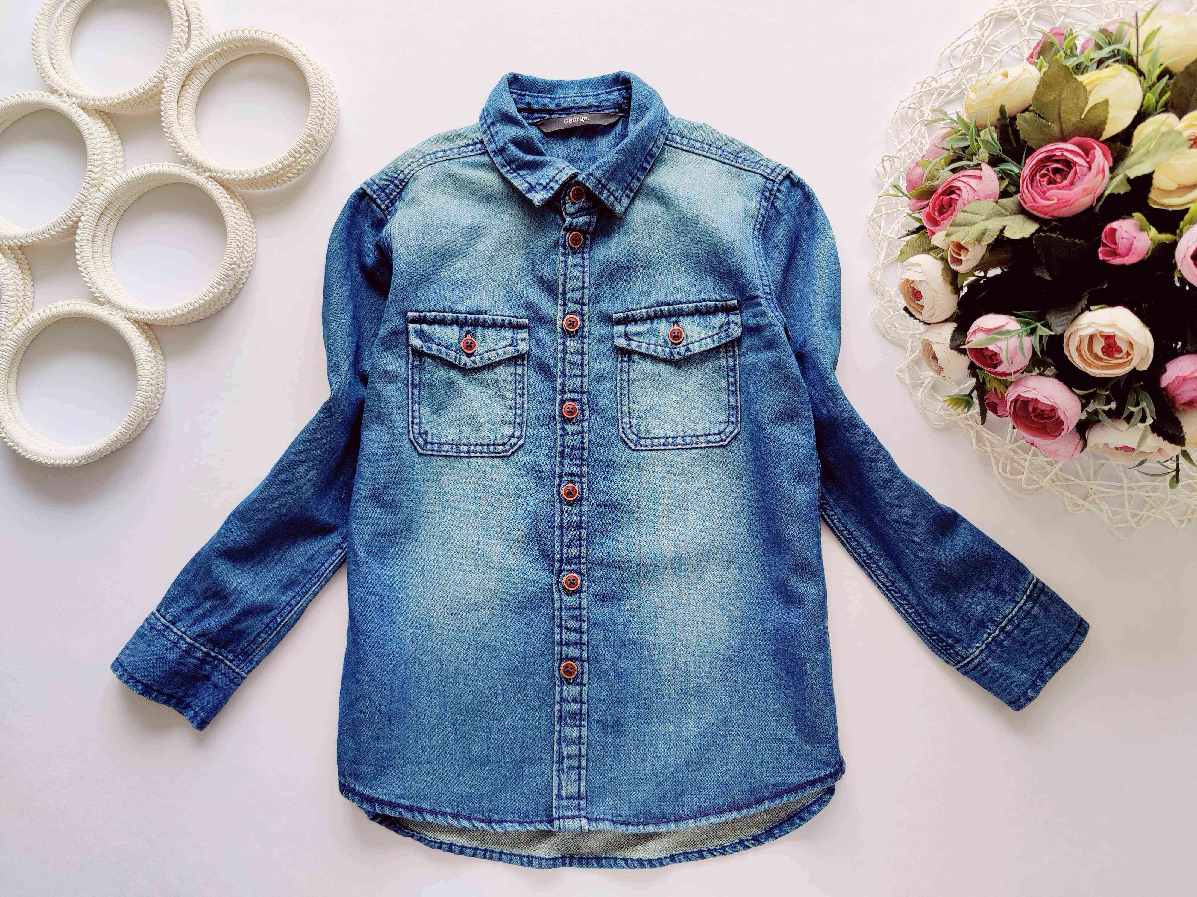 4,5 лет, рост 104,110 Джинсовая детская рубашка