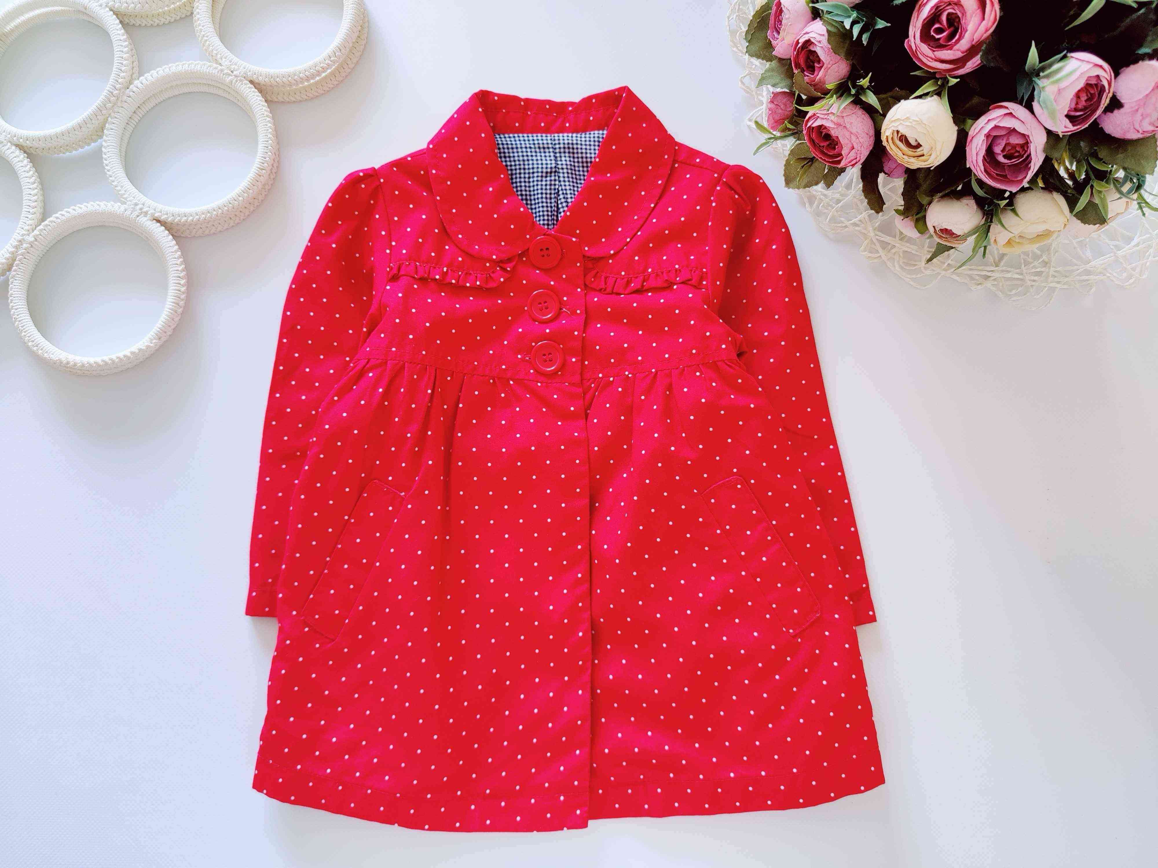 9,12 мес, рост 74,80 Плащик в горошек с бантиком