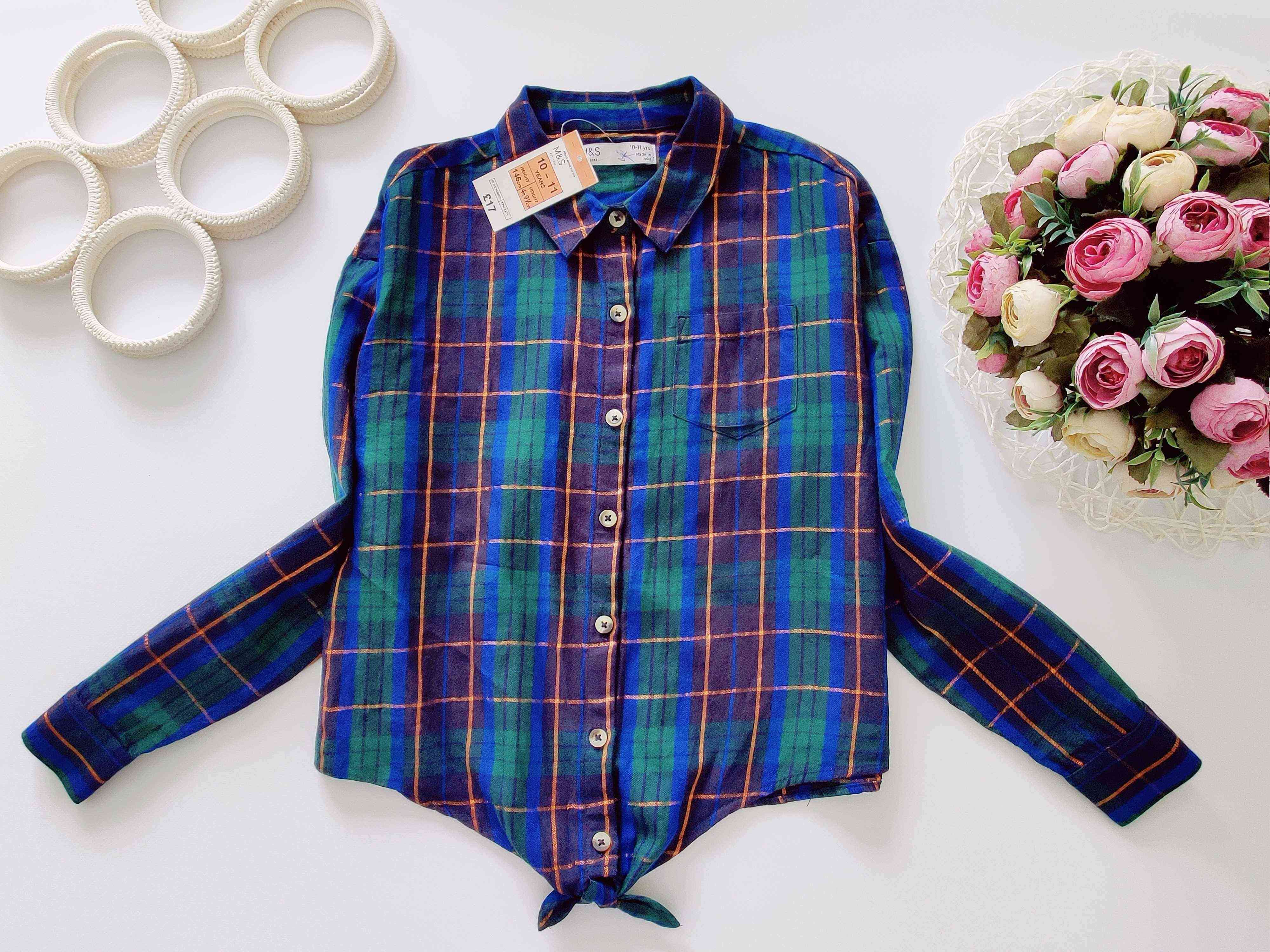 10,11 лет, рост 146 Новая рубашка в клетку