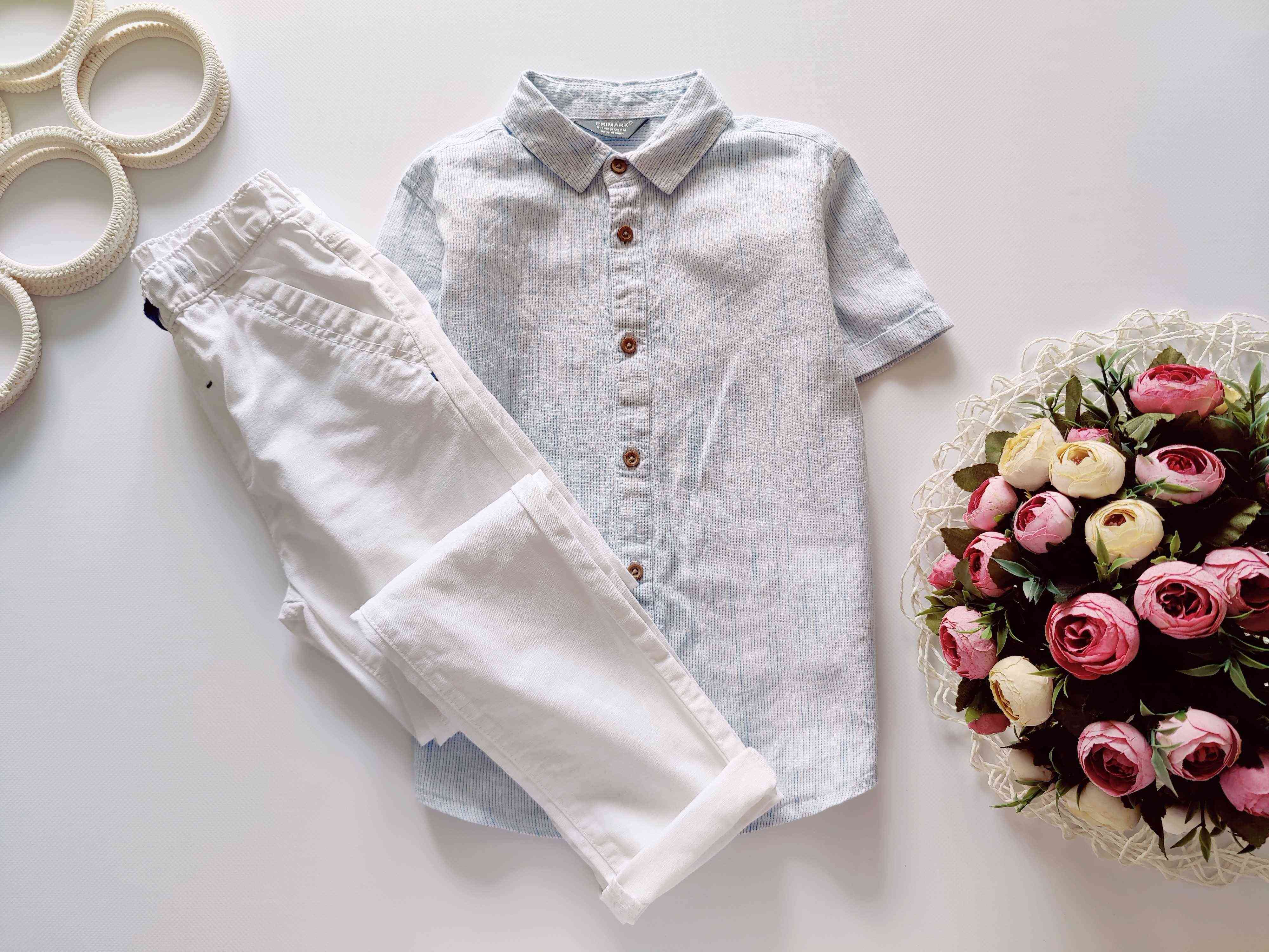 6,7 лет, рост 122 Льняной комплект