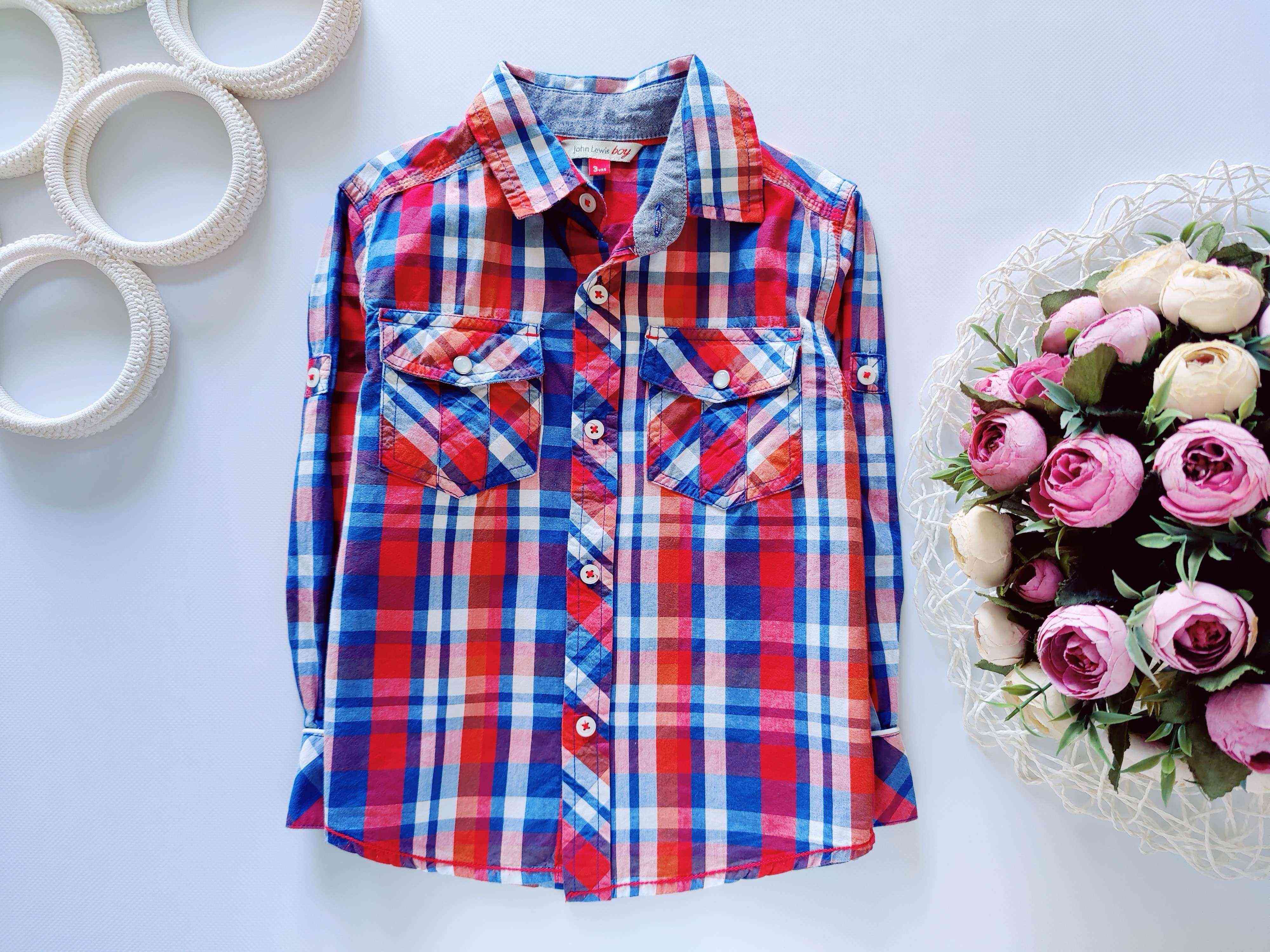 3 года, рост 98 Красивая рубашка в клетку