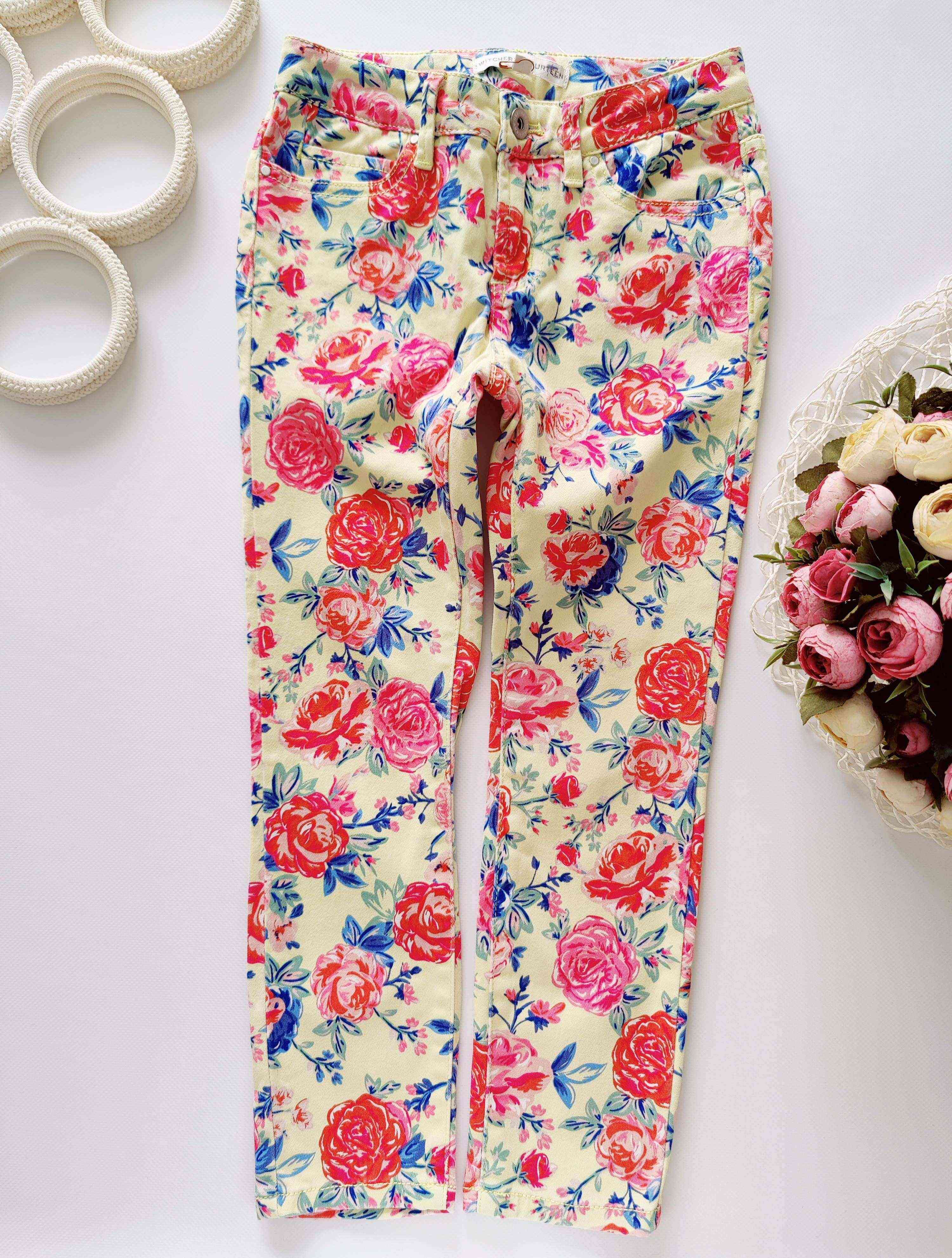 6 років, зріст 116 Стрейчові штани з квітами