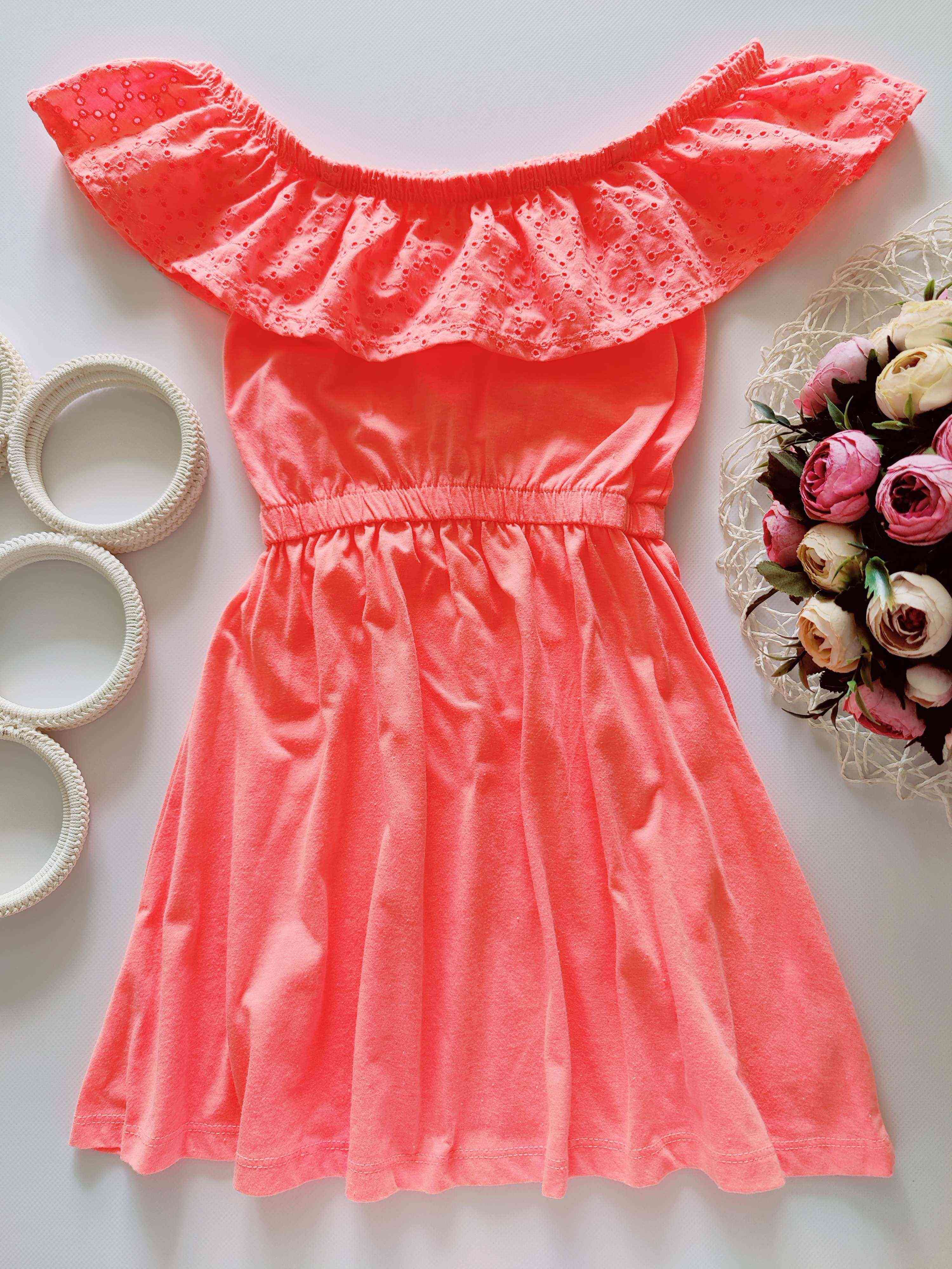 7,8 років, зріст 128 Яскрава кислотна сукня