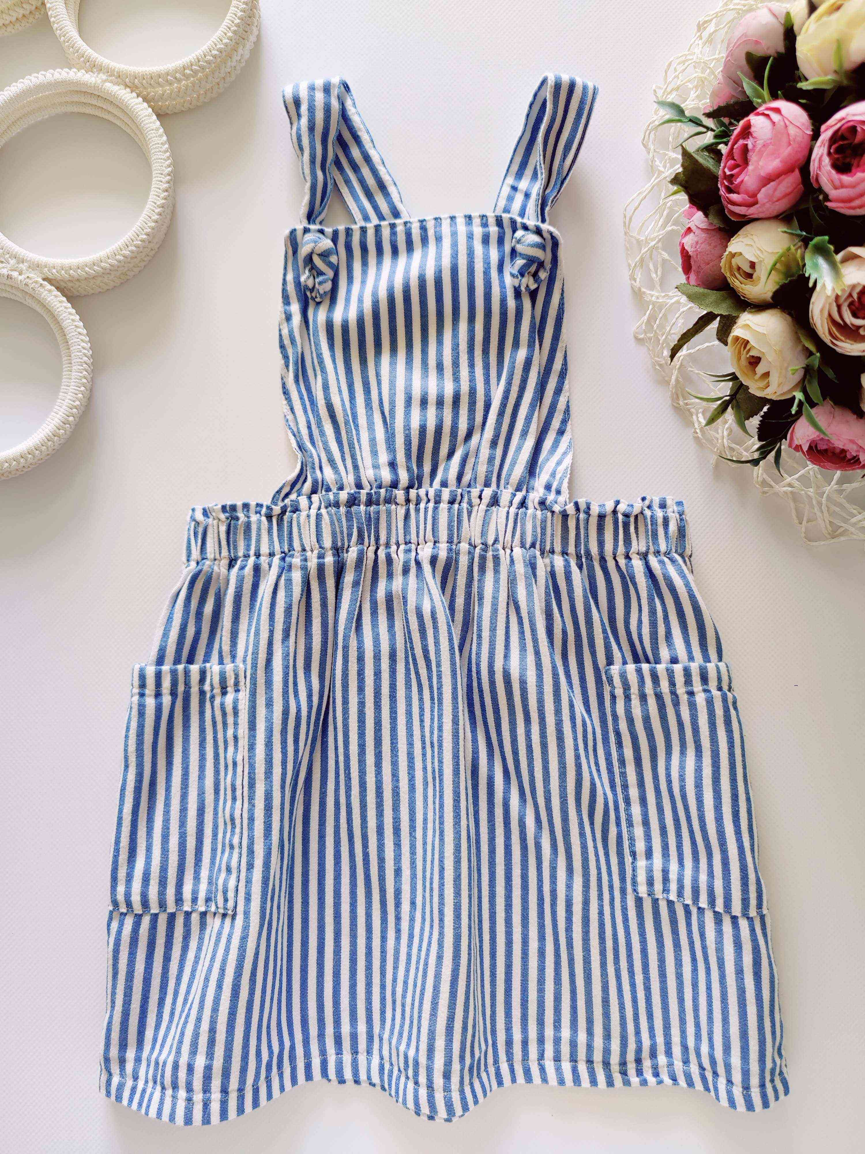 1,5,2 роки, зріст 92 Смугастий сарафан з кишенями