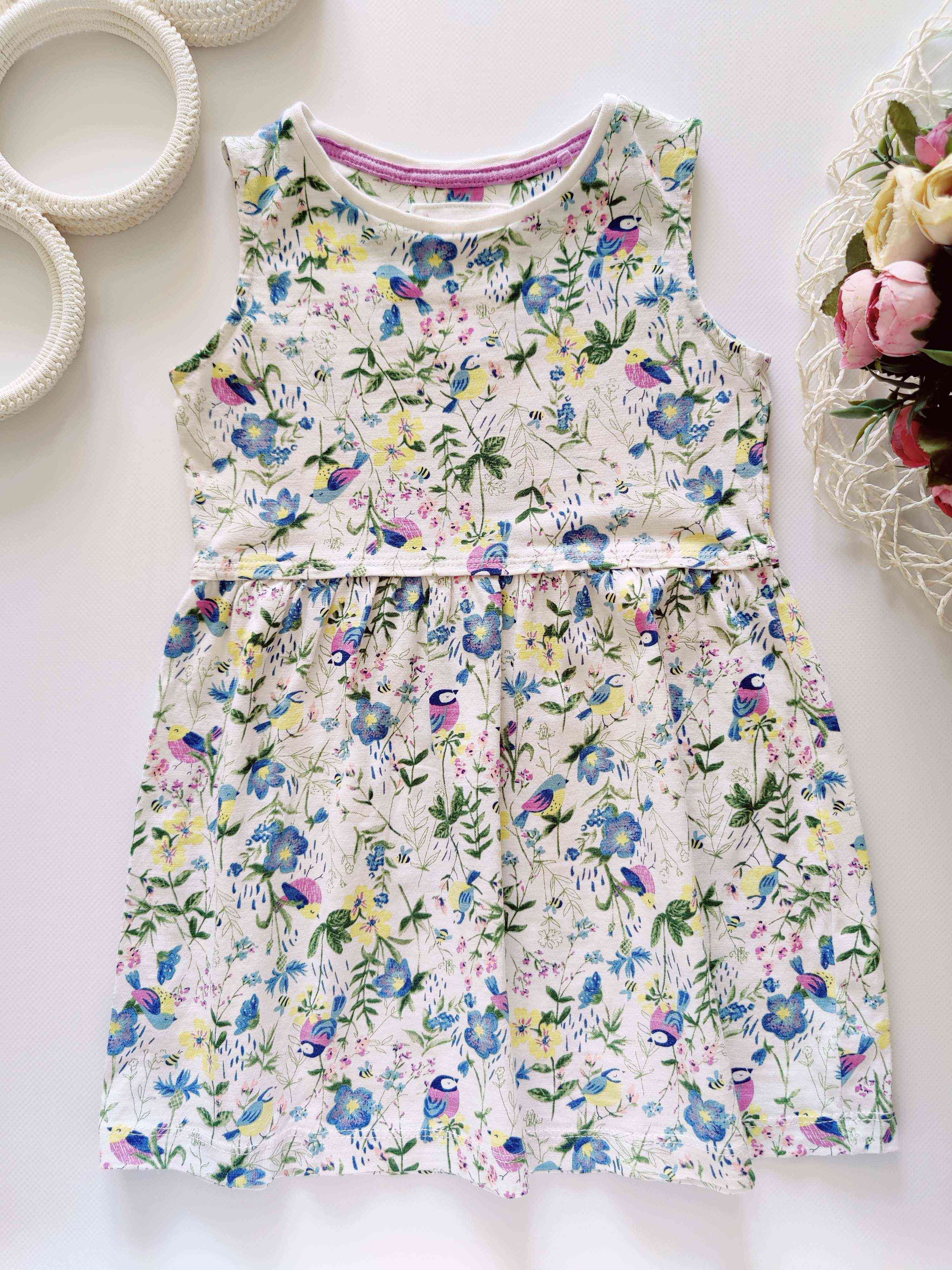 2,3 роки, зріст 92,98 Трикотажний сарафан у пташках