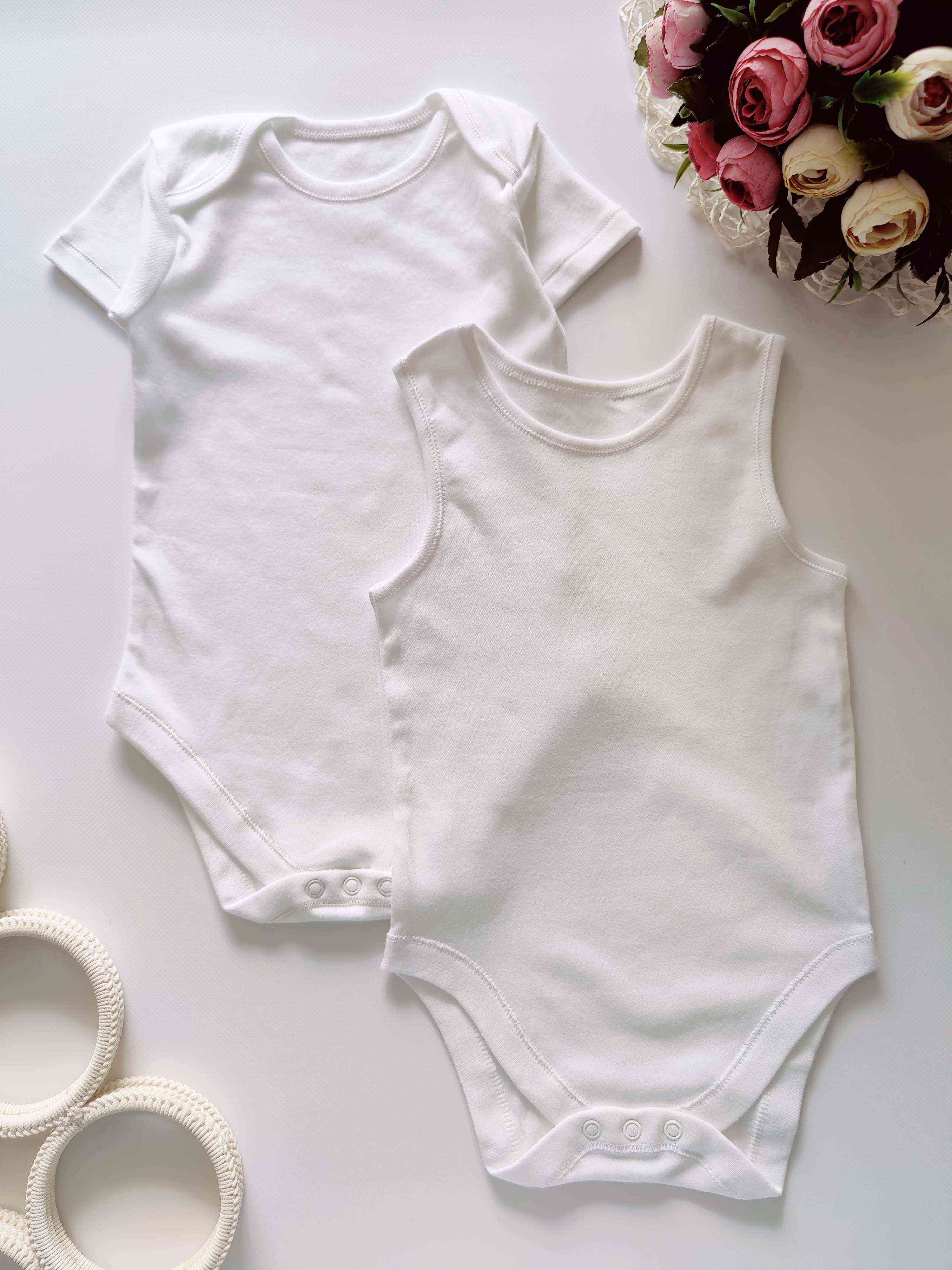 18,24 мес, рост 86,92 Комплект новых белых детских боди