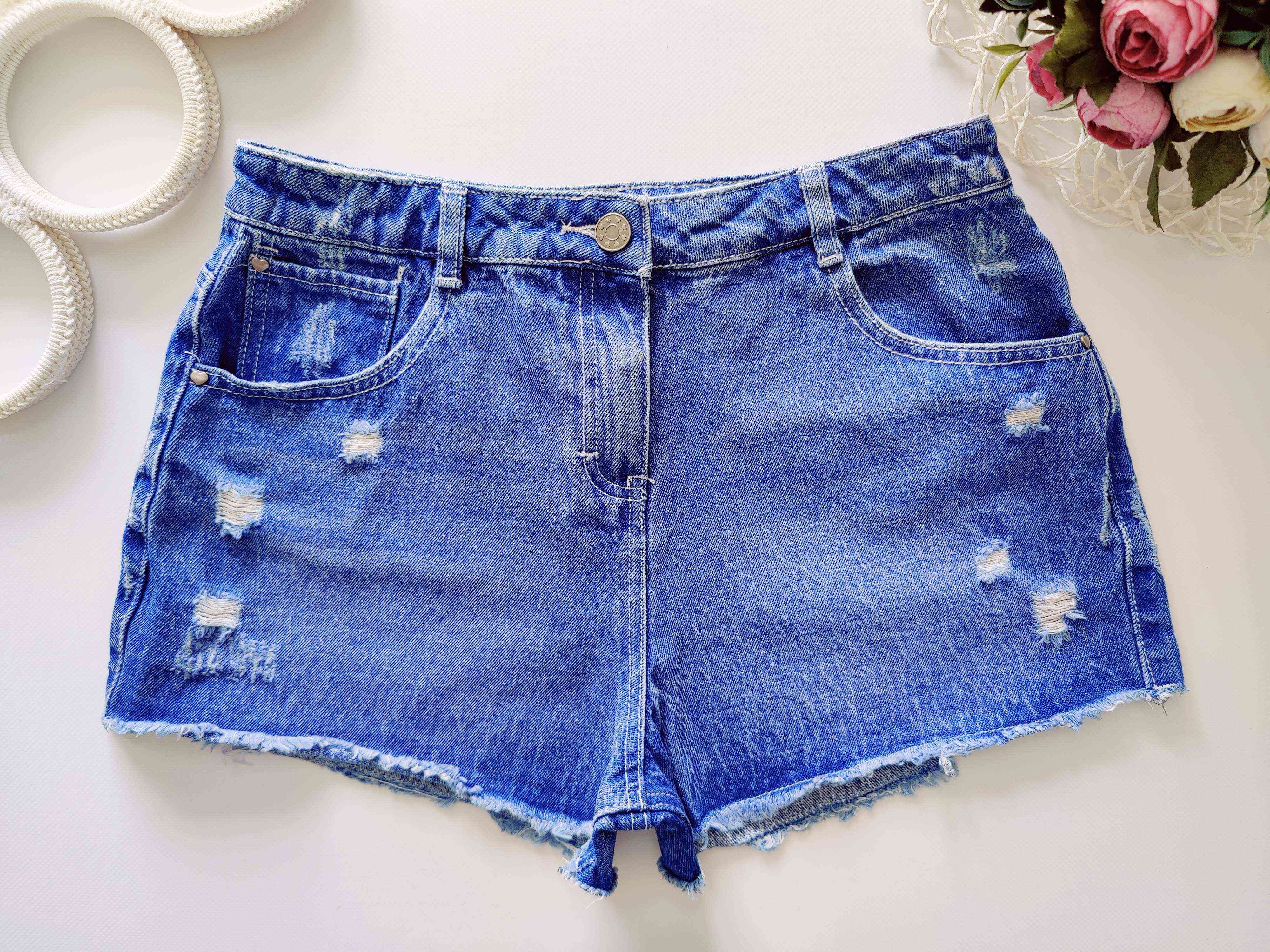 13,14 років, зріст 158,164 Красиві рвані дитячі джинсові шорти для дівчинки