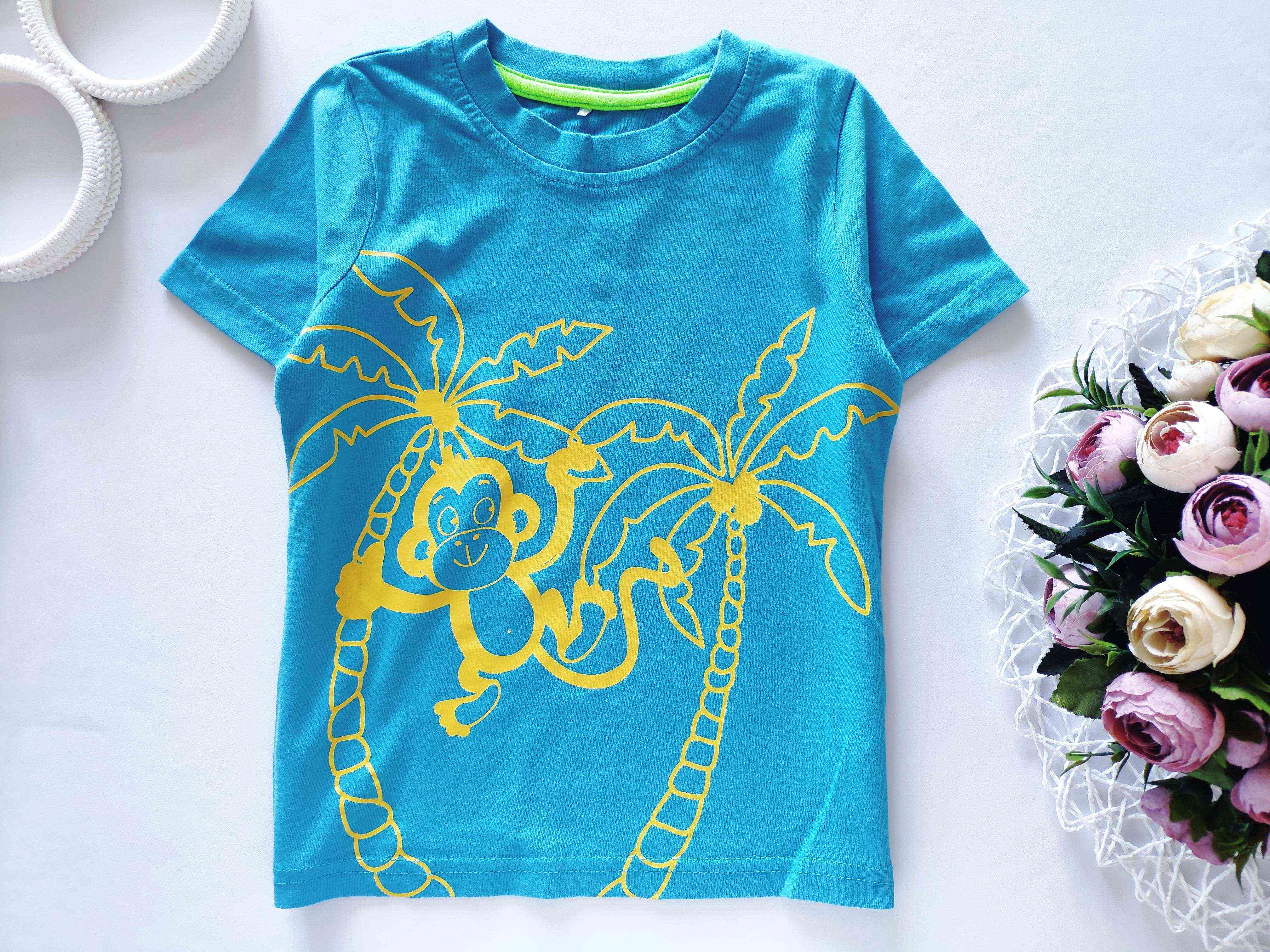 2-3 года, рост 92-98 Футболка для мальчика с обезьяной