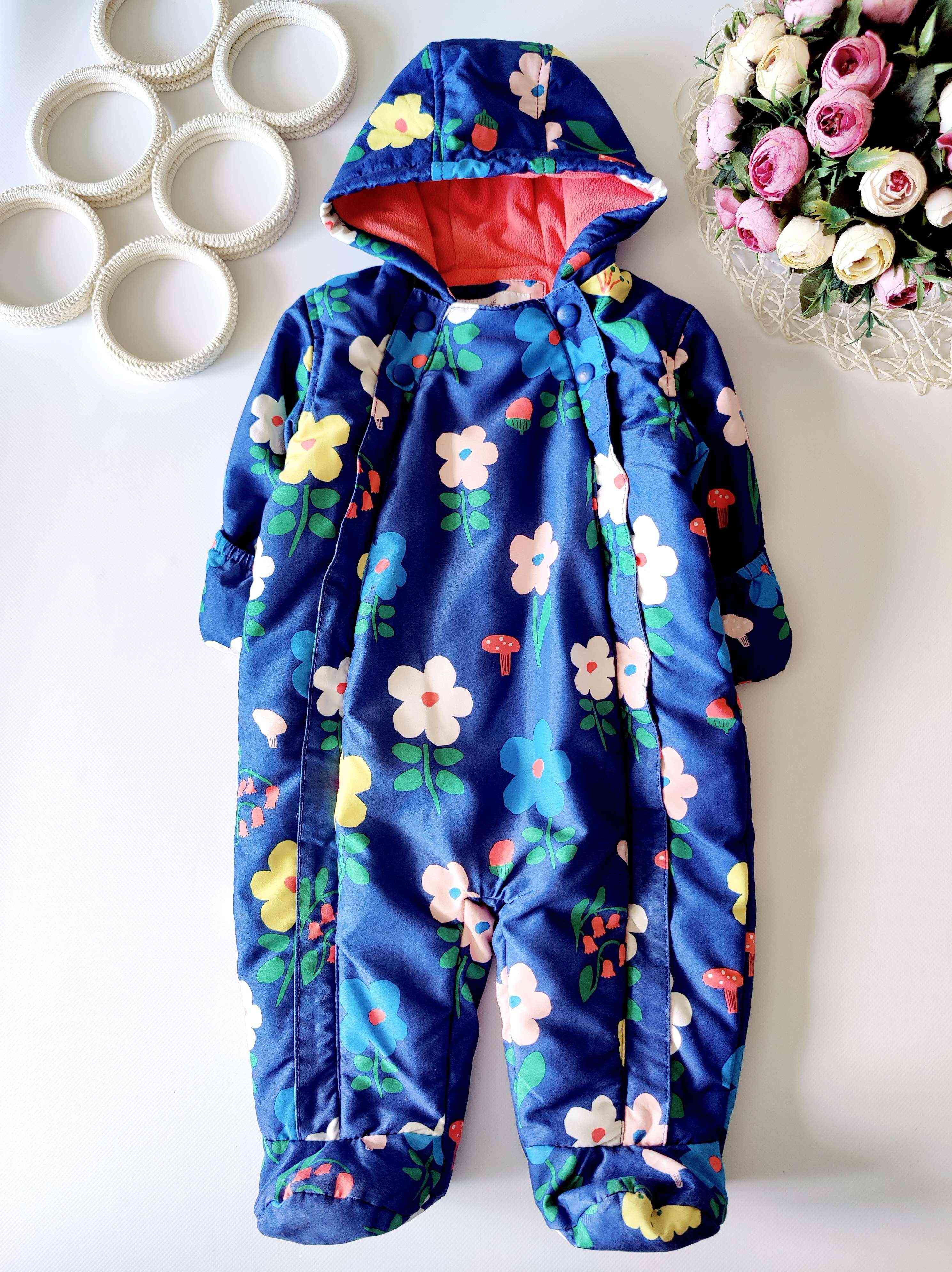 9,12 міс, зріст 73,76 Теплий демісезонний комбінезон для дівчинки