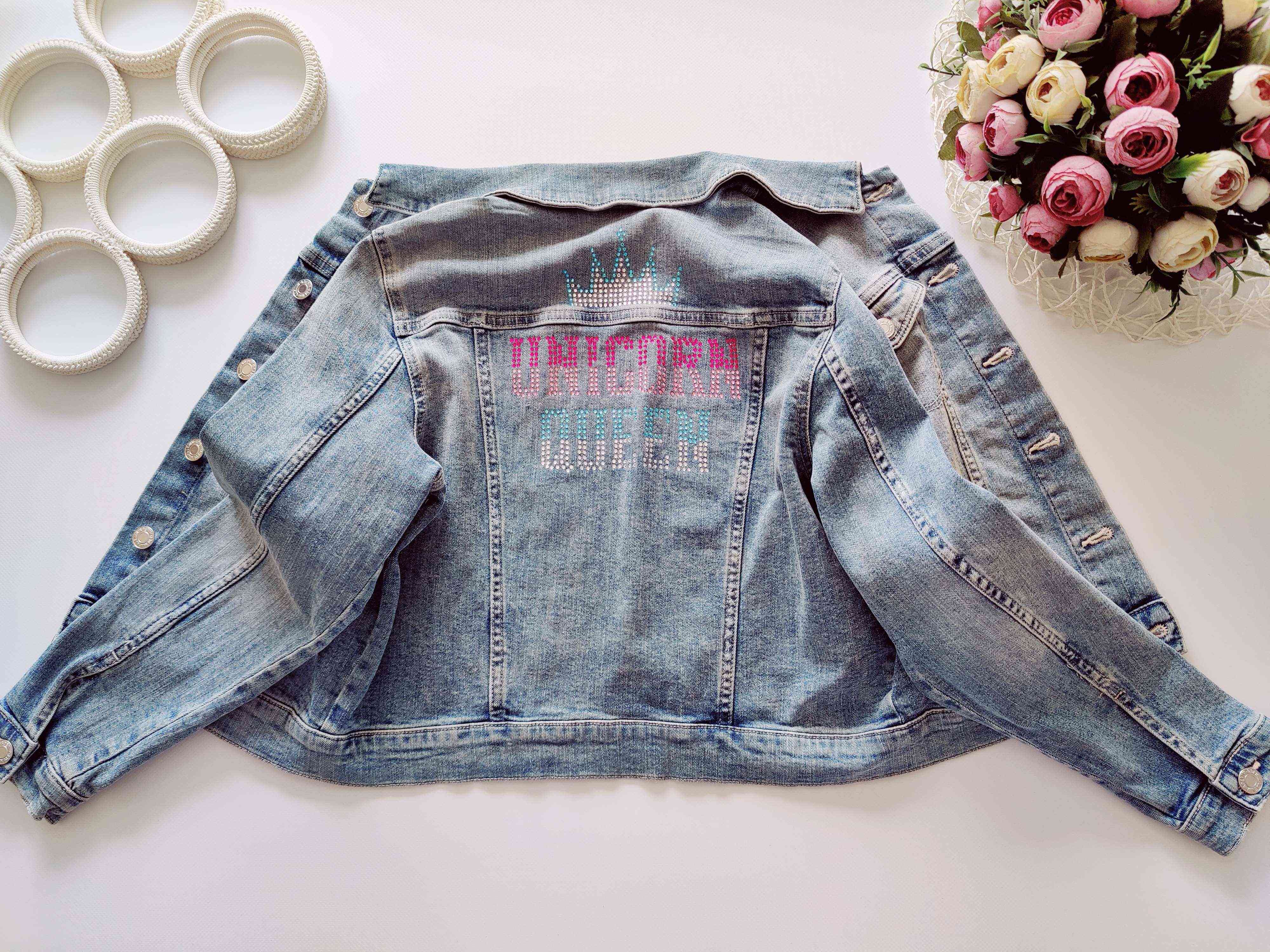 10,11 лет, рост 146 Модная стрейчевая детская джинсовка