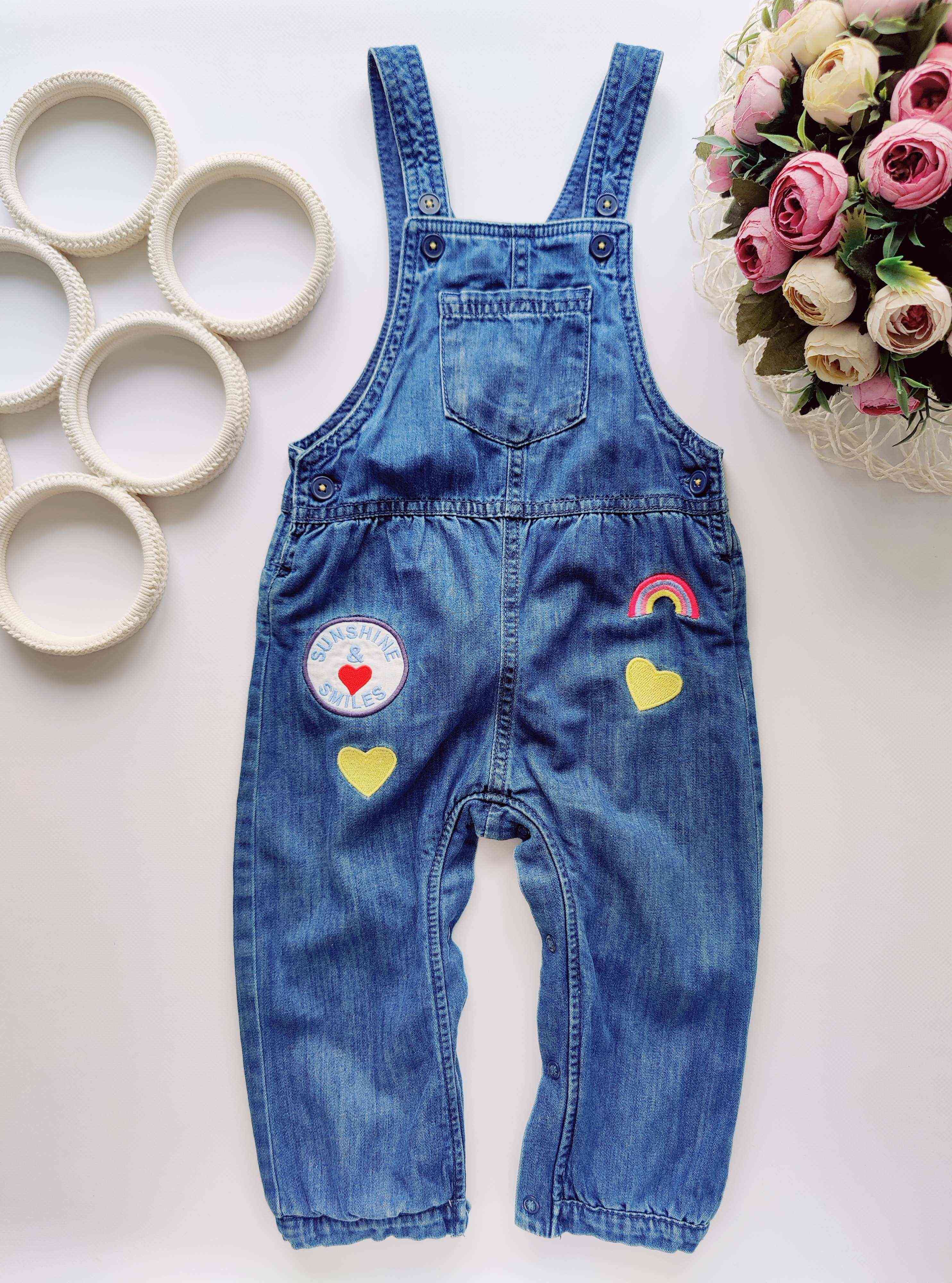 12,18 мес, рост 83 Джинсовый утепленный комбинезон