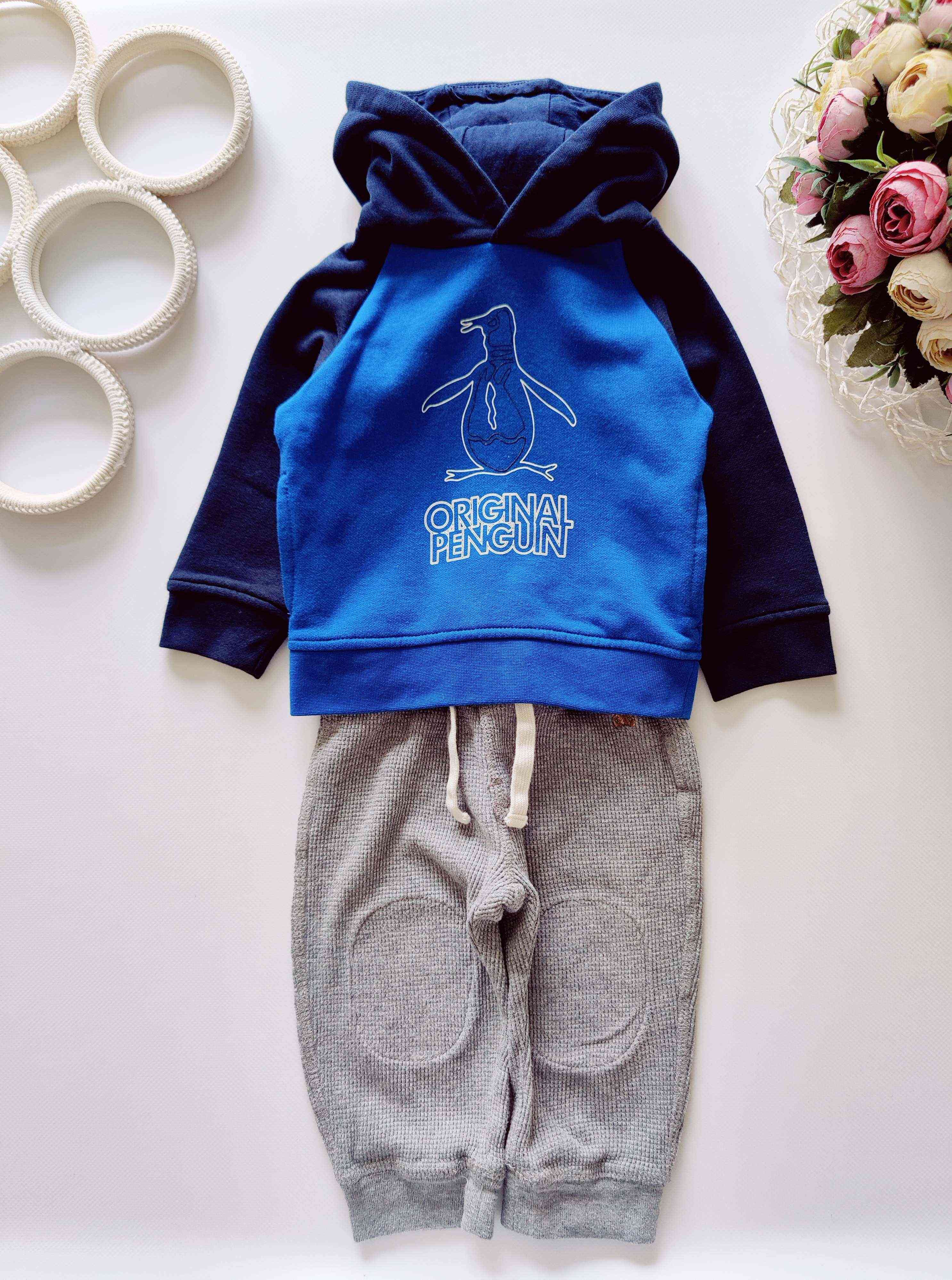 9,12 міс, зріст 80 Нова толстовка на флісі та штани з ущільненими колінами