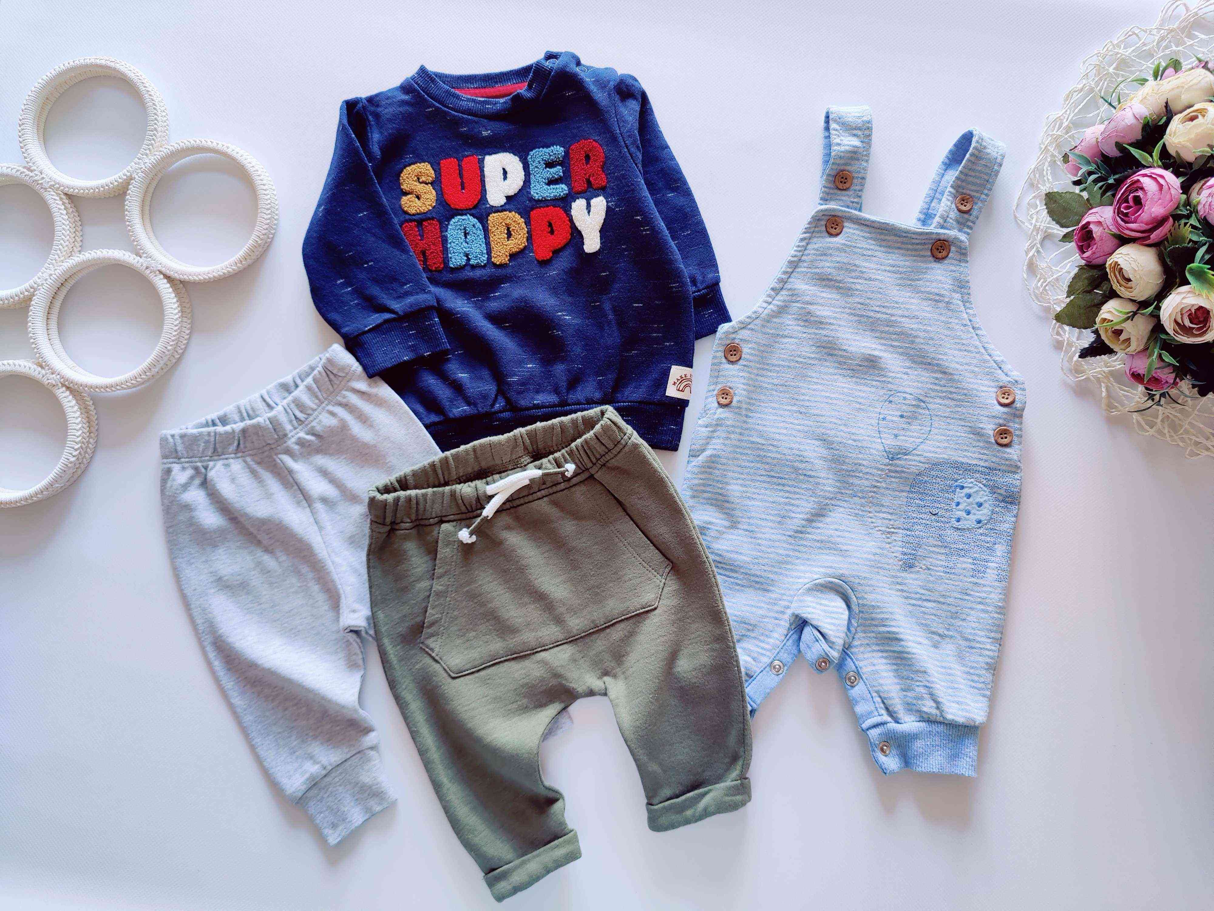 1,3 мес, рост 59,66 Теплая кофта на флисе и штаны, ромпер и новые штаны