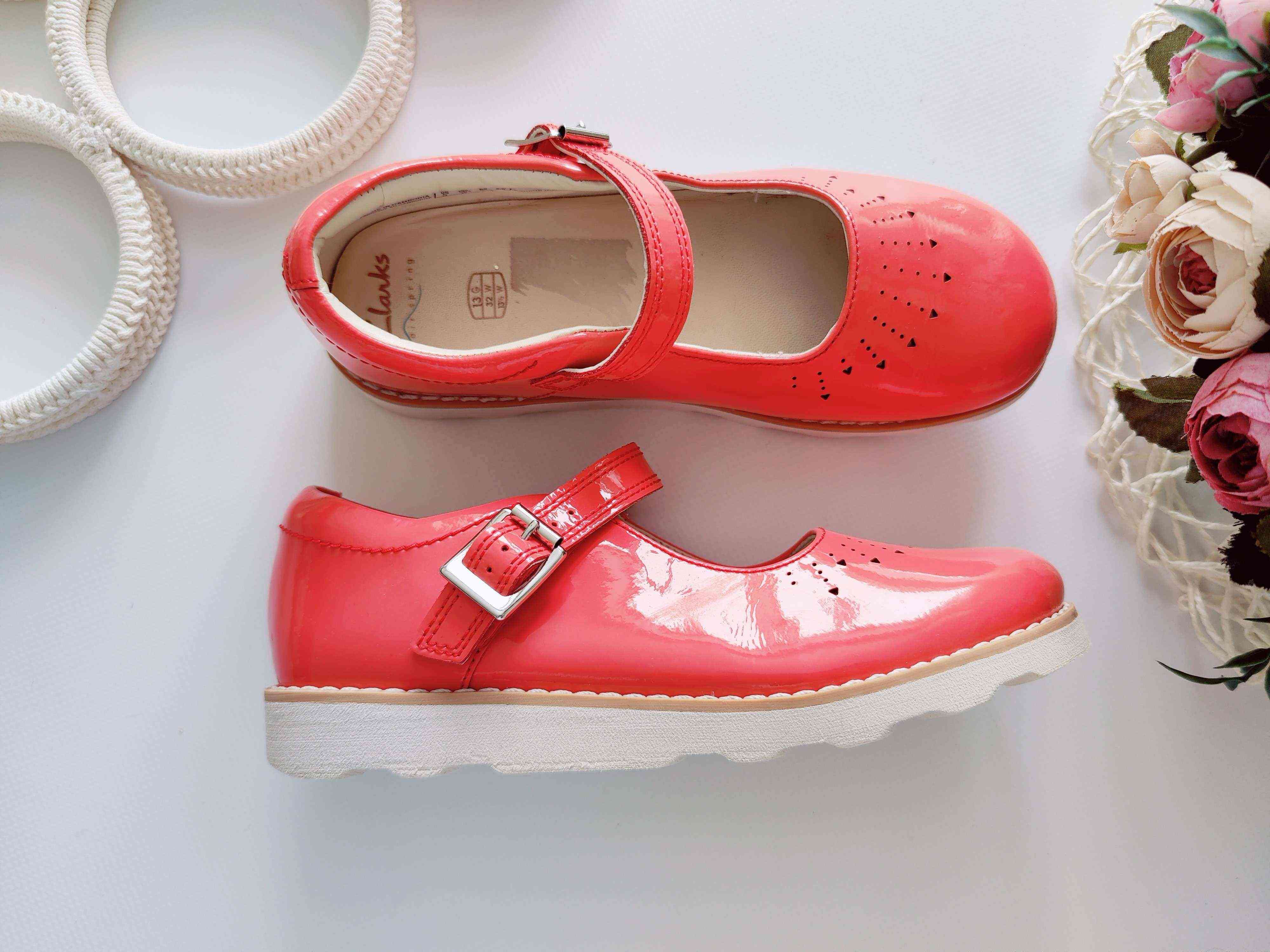 32 (20 см) Легкі шкіряні коралові туфлі